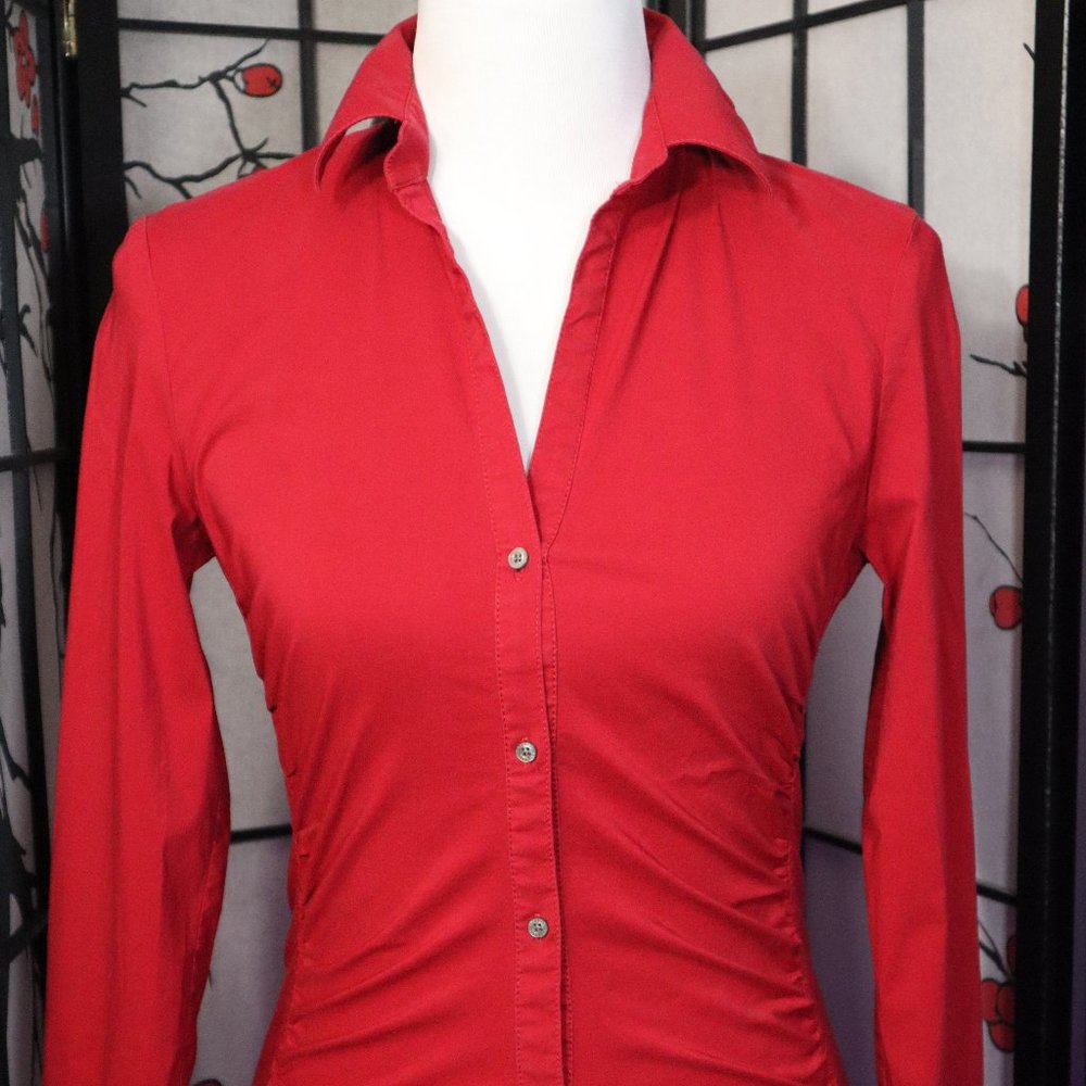 Express Design Studio Red Long Sleeve Dress Shirt, Size Small
